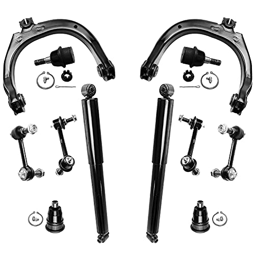 Image of Detroit Axle - 14pc Suspension Kit for Chevy Trailblazer EXT GMC Envoy XL XUV Buick Rainier Olds Bravada Saab 9-7X Isuzu Ascender, Struts Upper Control Arms Shocks Ball Joints Sway Bars Replacement