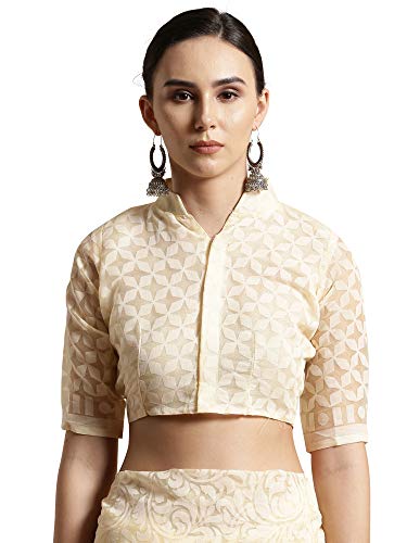 Image of AKHILAM Women's Brasso Saree With Unstiched Blouse Piece