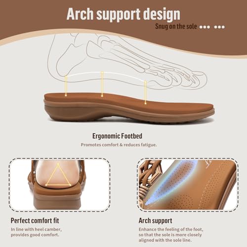 Littleplum Womens Sandals Arch Support Summer Flat Slides Ankle Elastic Walking Shoes Braided Beach Dressy Sandals for Women