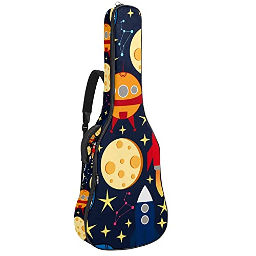 Sac à dos pour guitare classique et folk Space Stars housse rembourrée ajustable de 106 cm