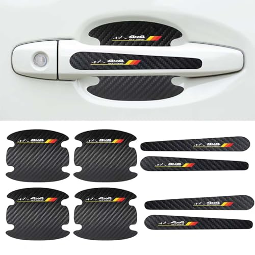 8PCS Stylish Mountain Car Scratch Protectors, Tri-Color 3 Colors Carbon Fiber Paint Guard Cover, Personalized Door Handle Protector