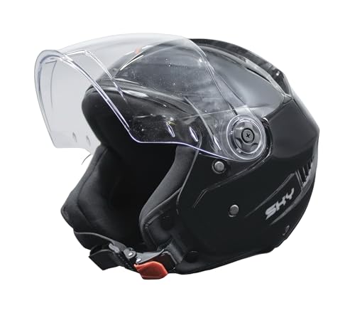 Image of Cortex Sky Half Face Helmet Glossy Finish with Scratch Resistant Polycarbonate Visor, Hard ABS Shell Helmet for Men and Women | Clear Visor, Lightweight,