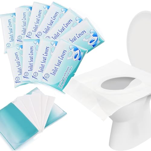 100PCS Disposable Toilet Seat Covers - Flushable Paper Toilet Seat Cover for Public Toilets Travel Hospital Hotel, Biodegradable and Pocket Size
