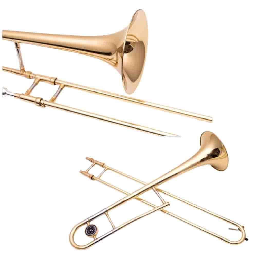 Trombón tenor para estudiantes principiantes con boquilla y bolsa de transporte, ligero, agarre ergonómico para mayor comodidad, sonido auténtico, duradero para el aprendizaje