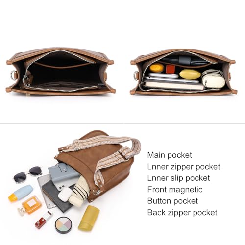 CLUCI Purses for Women, Vegen Leather Crossbody Bags for Woman Trendy, 2PCS Hobo Handbag with 2 Adjustable Guitar Strap4