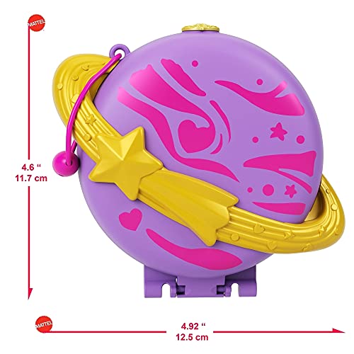 Polly Pocket Playset, Travel Toy With 2 Micro Dolls, Toy Car & Surprise Accessories, Saturn Space Explorer Compact #TOP4