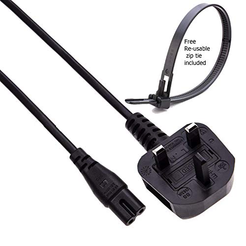 Cable de alimentación para impresora Canon Pixma gama MG, de 2 pines, enchufe británico a C7 (fig. 8)