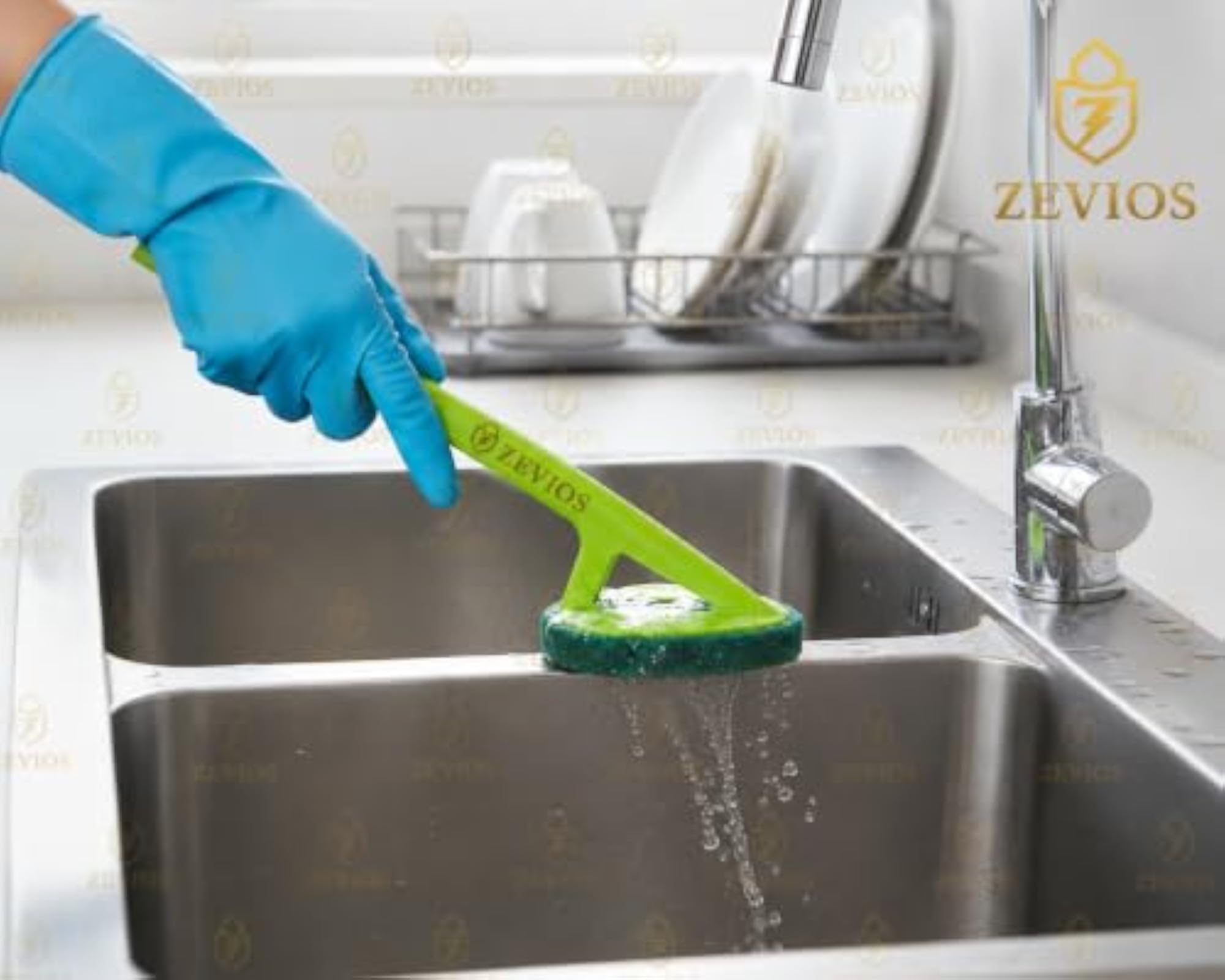 Long Handle Tile Scrubber Brush with Sponge