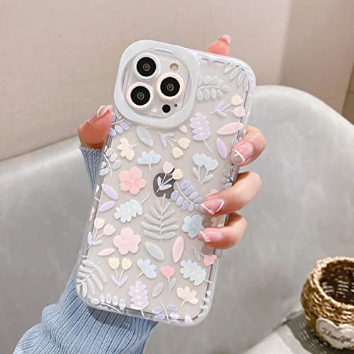 Coque de téléphone transparente fleur et feuilles pour iPhone 11 Pro Max avec protection caméra
