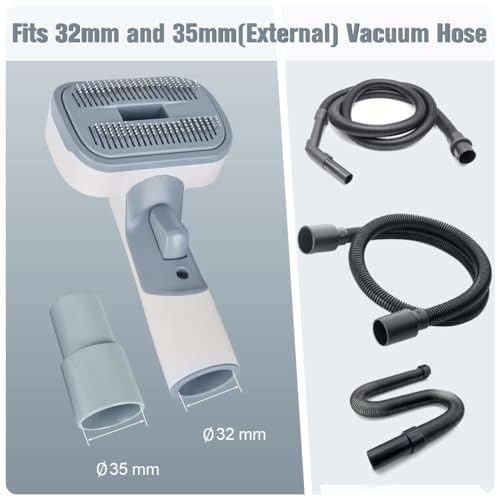 MoPei 3-in-1 Hundehaar Staubsaugerbürste zum Entfernen von losen Haaren, Unterwolle und Verfilzungen, 32mm & 35mm Vakuum-Schlauchfitting