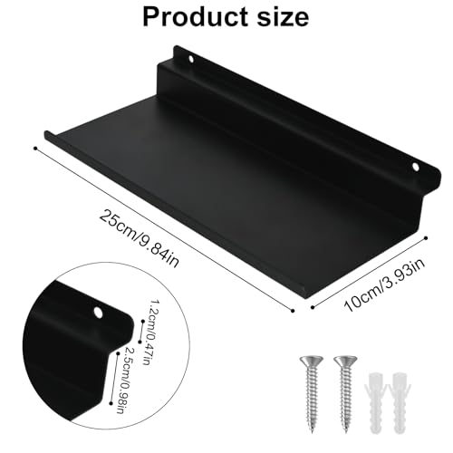 YYTECH Regal für Akustikpaneele Wandregale aus Metall 25×10cm Akustikpaneele Zubehör Schwarz Schwebende Wandregale Akustikpaneele Ablage für Wohnzimmer, Schlafzimmer, Büro, Küche