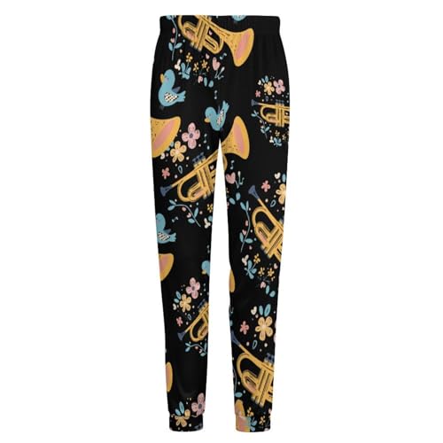 Cute Trumpet Birds Flowers Men's Pajama Pants Lounge Pant Sleepwear PJ Bottoms4