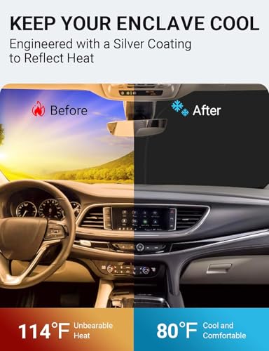 Image of Proadsy 2026 Upgrade Front Windshield Sun Shade Foldable Sunshade Protector Custom Fit 2018-2024 Buick Enclave Accessories