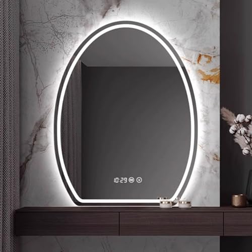 Miroir de Salle de Bain LED Intelligent Forme Œuf à Intensité Variable