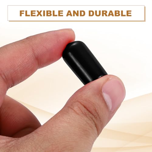 Image of uxcell 88Pcs Rubber End Caps, 11.5mm(7 /16 inch) ID Round Screw Thread Protectors Flexible Screw Bolt Covers Caps for Metal Tube Rod Bolt, Black