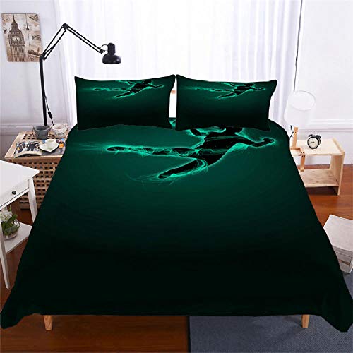 Capa de edredom de solteiro verde atleta conjunto de cama de microfibra com laços de canto com zíper
