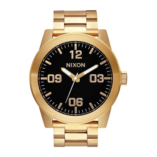 Nixon Corporal SS A346510-00. Gold Stainless Steel Men’s Watch (48mm Gold and Black Watch Face. 24mm All Gold Steel Band)