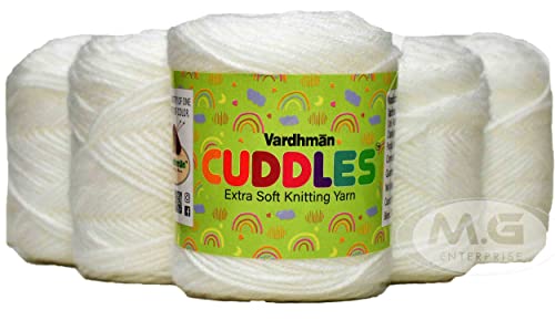 Image of Vard Hman 100% Acrylic Wool White 9 PC Baby Wool Ball Hand Knitting Wool /Art Craft Soft Fingering Crochet Hook Yarn-I Art-ADDF