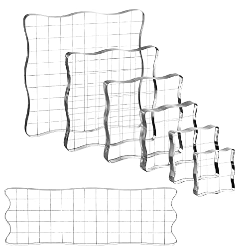 7 Pieces Clear Stamp Blocks, Driew Clear Acrylic Stamping Blocks Tools Set With Grid And Grip Decorative Stamp Blocks For Scrapbooking Crafts, Cards, Schedule Book #TOP9
