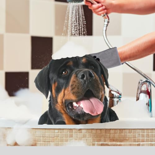 WeddHuis 2 Pcs Hundehandtuch Katzen Reinigung Handschuhe Saugfähiges Reinigungstuch Weich & Langlebig Mikrofaser Handtuch Haustiere Hunde Katze Andere Klein Tiere (Grau)