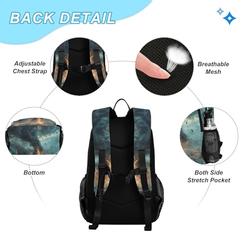 Kids Backpack Tornado School Bookbag with Lunch Bag for Boys Girls Preschool Kindergarten Elementary Laptop Daypack3