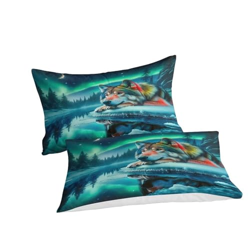 Housse de couette loup imprimée 3D en microfibre premium double avec zip caché