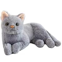 bzjqh Cat Plush Toy, Realistic Stuffed Animal Cat Doll, Soft Cuddly Plushie for Kids and Adults-Gray 30cm