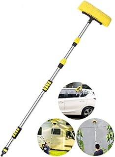 Buyplus 5-12 Foot (20 ft Reach) Car Wash Brush with 12-Inch Soft Bristle, On/Off Switch Telescopic Car Truck Boat Washing Brush with Hose Attachment for Cleaning RVs, House Siding, Floors and More!
