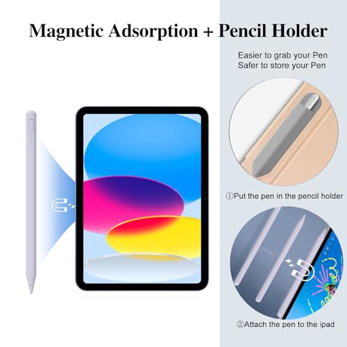 Image of Stylus Pen for iPad11&10thGen,14Mins Faster Charge, with Pencil Holder,Palm Rejection, Tilt Sensitivity, for iPad Air11&13-inch(M3 /M2), iPad Pro 11&13-inch (M4),iPad 6-11th,iPad Pro 11 /12.9 inch