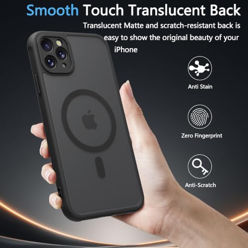 Image of for iPhone 11 pro Case [Compatible with Magsafe]Translucent Matte Phone Cover, [10 FT Military Grade Drop Protection] Slim Durable Shockproof Protective Bumper (Black Magnetic, iPhone 11 pro)