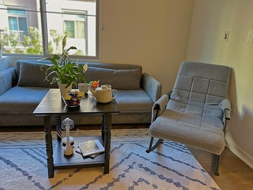 DWVO Farmhouse Square Coffee Table, Antique Accent Side Table with Floor Shelf, 23.6"x 23.6" Living Room Furniture, Black