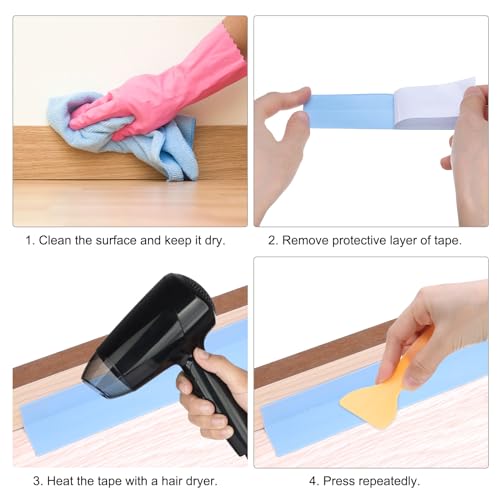 Image of uxcell 2 Rolls Caulk Tape, 1.5 inch x 10.5Ft & 0.9 inch x 10.5Ft PVC Waterproof Self-Adhesive Sealing Tape for Kitchen Bathroom Toilet Sink Floor Corner Edge with Sealing Tool, Brown