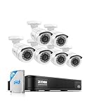 ZOSI 3K Lite Home Security Camera System with AI Human Vehicle Detection, 8CH DVR Recorder and 6 x 1080p Wired CCTV Bullet Cameras Outdoor Indoor, 80ft Night Vision, Remote Access (1TB Hard Drive)