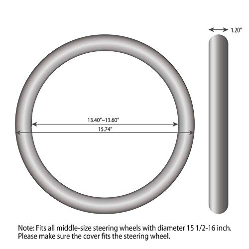 Image of Elantrip Steering Wheel Cover Leather 15 1 /2 to 16 inch Universal Large Soft Grip Breathable for Car Truck SUV Jeep Anti Slip Beige