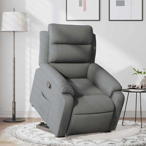 Mimdixy Sillón de TV Sillón de Masaje Sillón tapizado,Sillón Relax con Levantarse Tela Gris Oscuro,Para Sala de Estar Dormitorio Cine en Casa,Rápido De Instal