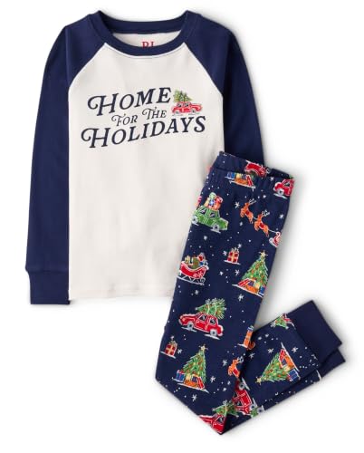 Image of The Children's Place Family Matching Holiday Long Sleeve Pajama Sets, Cotton