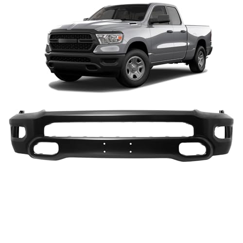 PENSUN Front Bumpers Compatible with Ram 1500 2019-2024 Bumper, with Fog Lights Holes, OE Replacement Bumper Black