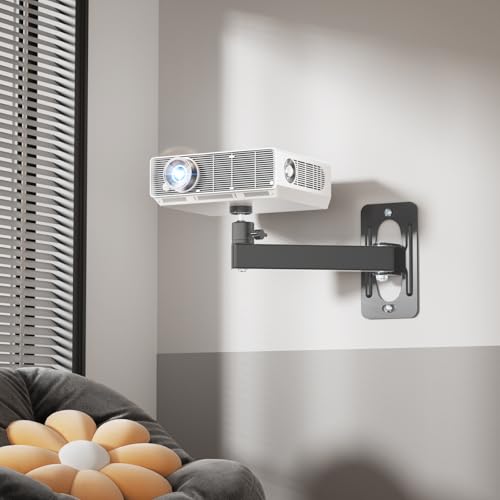 WALI Mini Projector Wall Mount, Full Motion Adjustable Bracket for 1/4" M4 M6 Screws, Hanging Holder for Small Projectors, Supports up to 4.4lbs - 1330LM-PMS, Black by WALI - Image 7