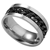 PAMINGONO Anillo Giratorio de Acero Inoxidable Negro Talla 10 con Caja, Joyas Dedos para Hombre, Accesorio Multifuncional con Diseño Creativo para Uso Diario y Obsequio
