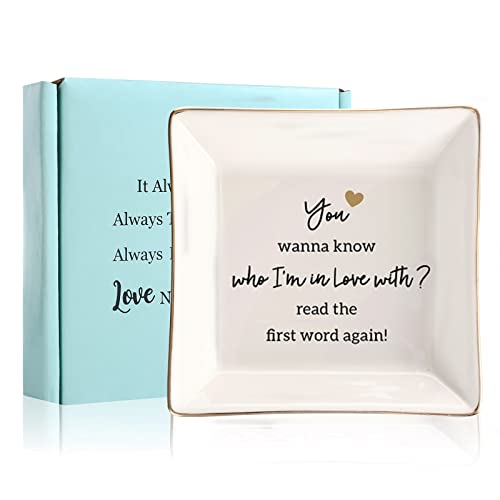Joyimarr Mothers Day Gifts For Wife Gifts From Husband, Happy Anniversary - Romantic Wife Gifts For Her Wife, Best Wife Mother's Day Birthday Gifts, Ring Dish Holder, Jewelry Tray, Trinket Dish, I Love You #TOP2