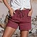 Burgundy Wine Women Casual Pants Shorts for Teen Girls Paperbag Straight Leg Elastic Waist Basic Summer Fall Shorts 2026 Clothes Fashion Country Concert Y2K XXL