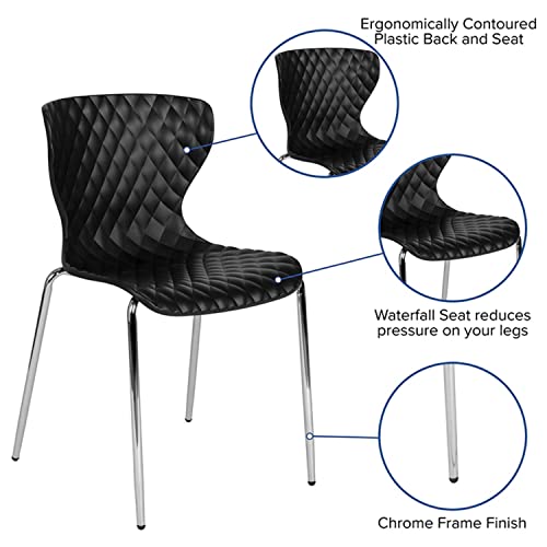 Flash Furniture Lowell Contemporary Design Black Plastic Stack Chair #TOP5