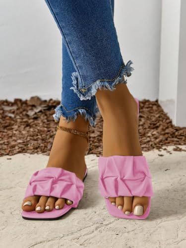 Image of GORGLITTER Women's Summer Cute Flat Sandals Dress Slide Sandals Square Toe Wedding Shoes Vacation Trendy Sandals 2026
