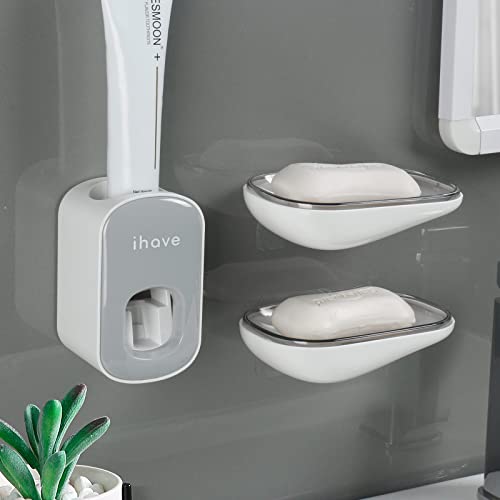 Ihave Toothpaste Dispenser And Soap Holder Wall Mounted Bathroom Set #TOP19