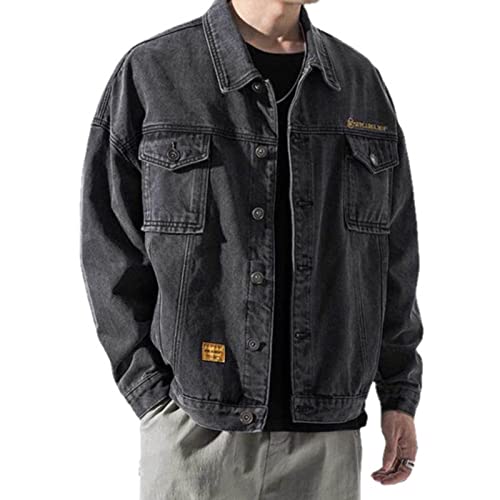 Veste en jean style blouson homme noir automne UKKO