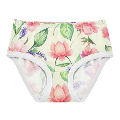 Cartoon Toddler Underwear Floral 2t Cotton Panties Little Girl Pink Purple Flowers Green Leaves Briefs Kids Undies