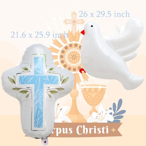 Ballons de première communion bleus pour décorer un baptême - 2