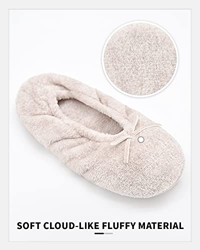 Image of Panda Bros 2 Pairs Women's Ballerina House Slippers, Anti-Skid Comfy Warm Ballet Style Slippers