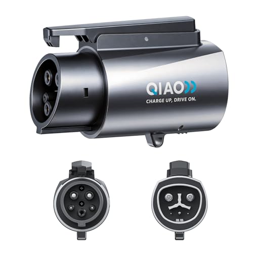 QIAO Tesla to J1772 Adapter, Max 80A 250V AC - Silver Plated nacs to j1772 for Efficient Level 2 EV Charging, Compatible with Tesla Wall, Destination, and Mobile Connectors (Light Gray)