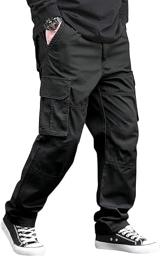 DERIKE Men Cargo Pants 100% Cotton | Relaxed Fit Utility Cargos for Men with 6 Pockets | Breathable Durable Fabric | Casua...